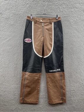 Jordan Travis Scott Women’s Brown Leather Moto Pants Size 4 DX8601-256